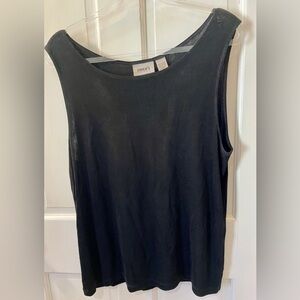 Chico's basic Black Travelers Tank Top with High Neckline knit stretchy